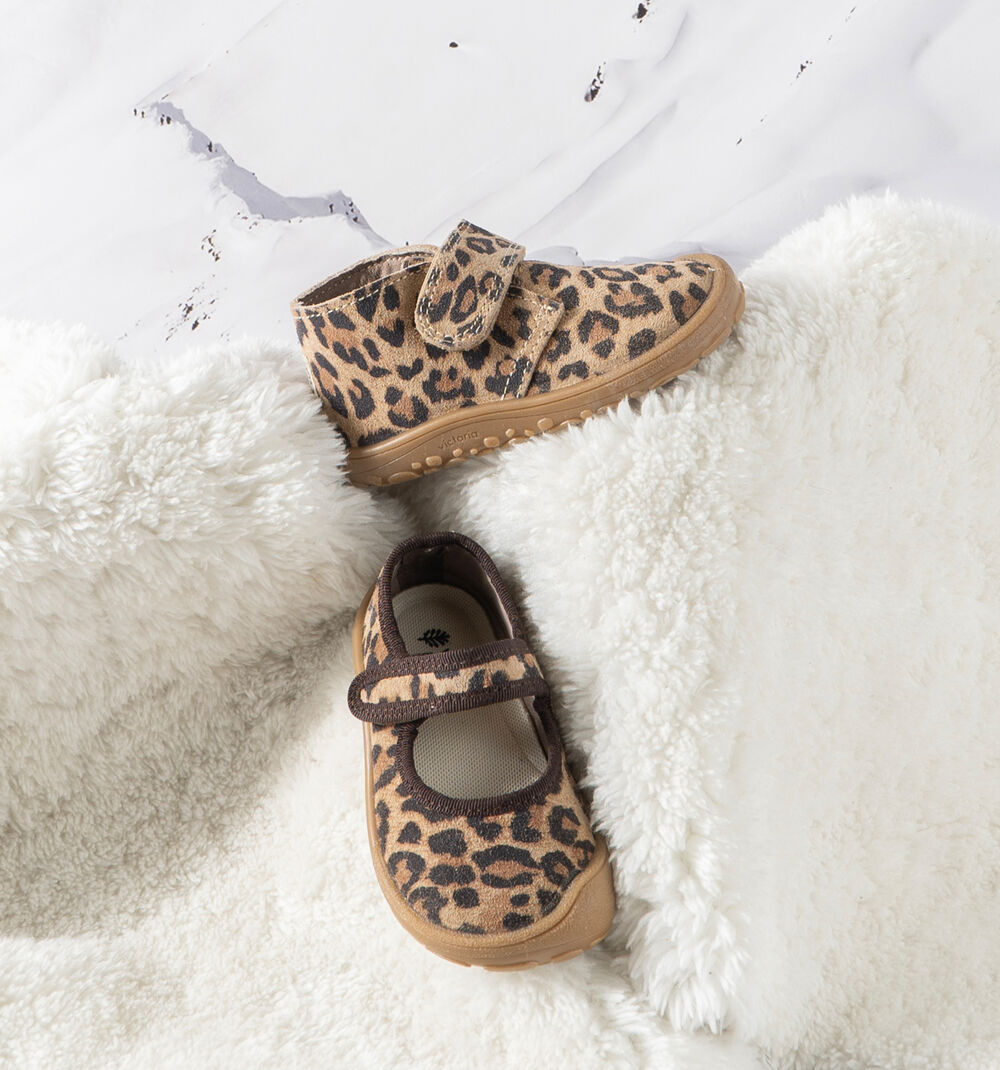 BOSCO STRAP BAREFOOT LEOPARD PRINT SPLIT LEATHER MARY JANE