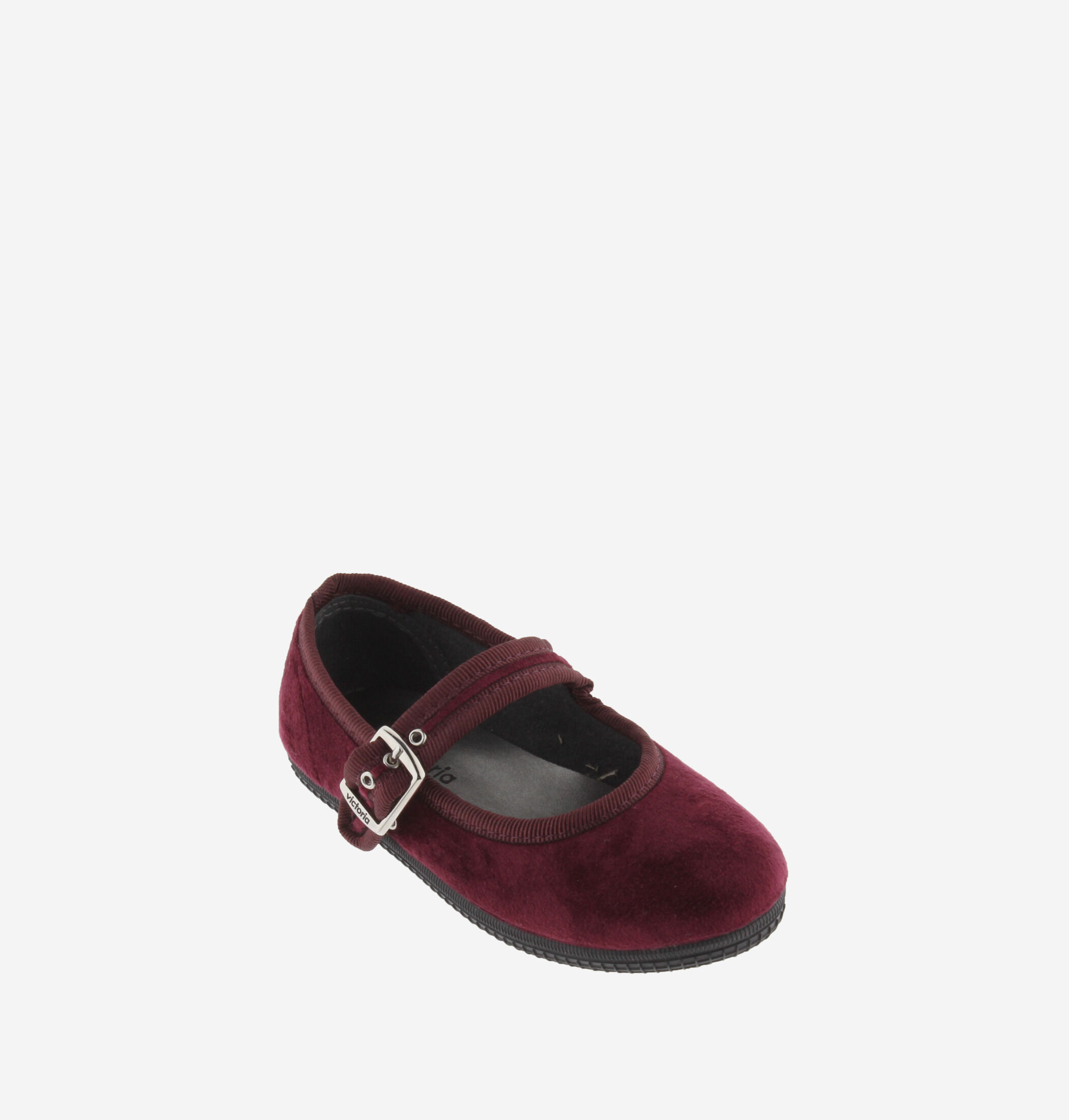 フラットシューズ ^Victoria Shoes^ Oda Mary Jane 104913BURDEOS 104913-BURDEOS ODA VELVET MARY JANE & BUCKLE | Victoria Shoes