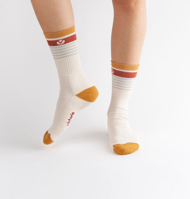 STRIPED COTTON LOGO LONG SOCKS