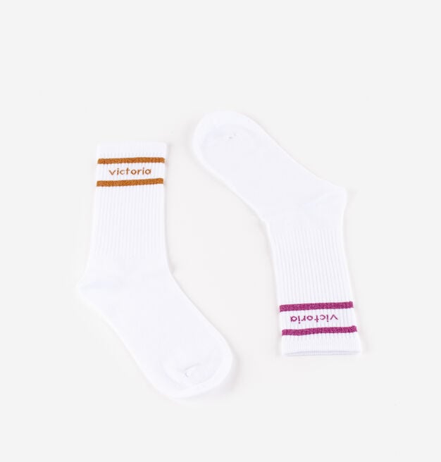 COTTON LOGO & SPARKLE LONG SOCKS