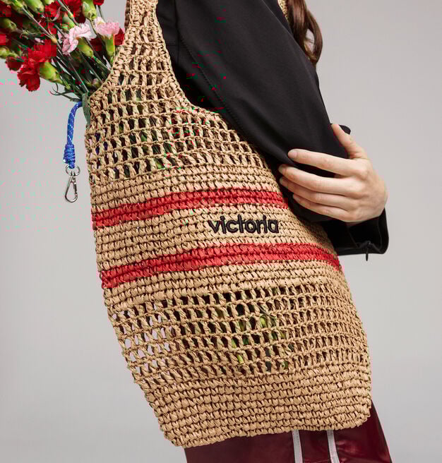 RAFFIA TOTE BAG STRIPES