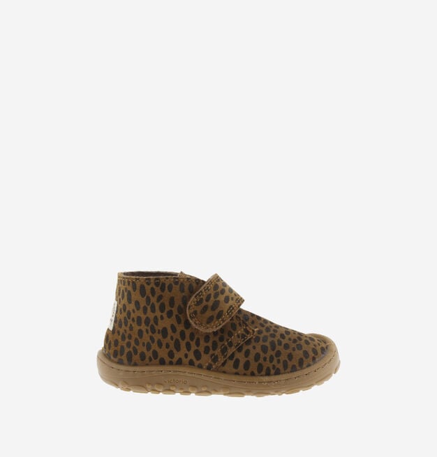 BOSCO BAREFOOT KLETTVERSCHLUSS STIEFELETTE VELOURSLEDER ANIMAL-PRINT