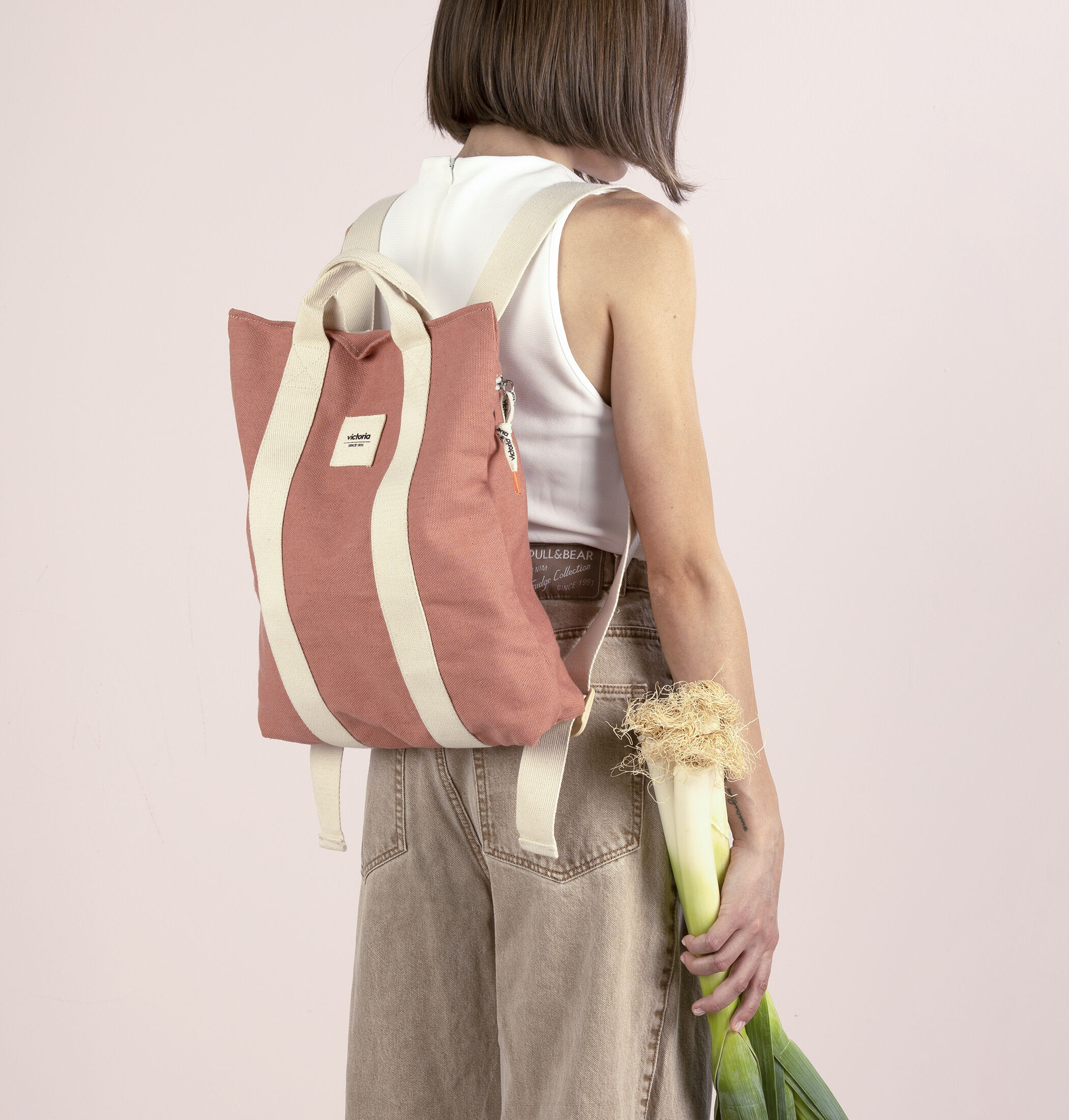 Pink canvas top backpack