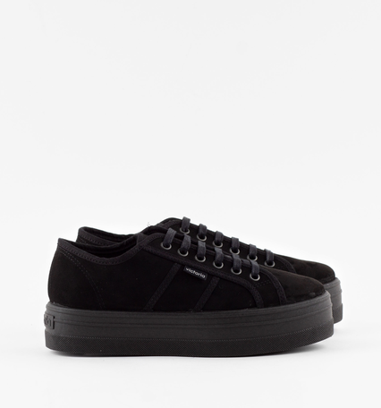 ▷ Zapatillas VICTORIA Plataforma Lona Negra Chica Mujer