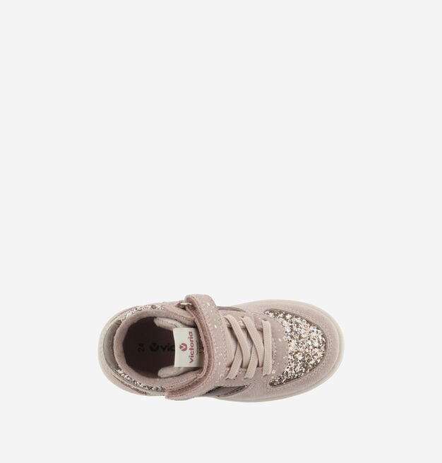 TIEMPO KLETTVERSCHLUSS STIEFELETTE GLITZER/VELOURSLEDER & ELASTISCH