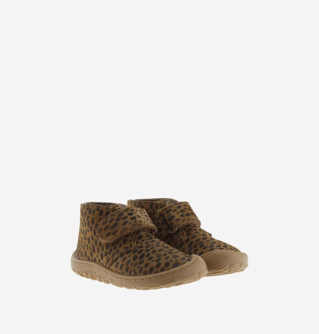 BOSCO BAREFOOT KLETTVERSCHLUSS STIEFELETTE VELOURSLEDER ANIMAL-PRINT