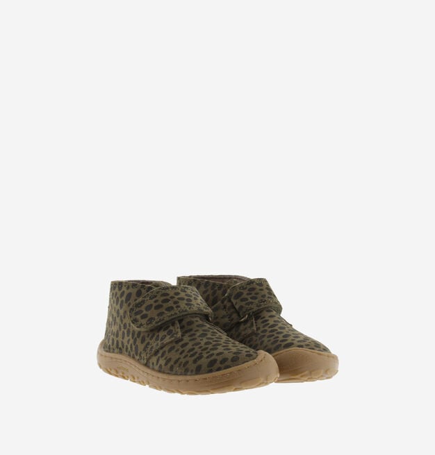 BOSCO BAREFOOT KLETTVERSCHLUSS STIEFELETTE VELOURSLEDER ANIMAL-PRINT