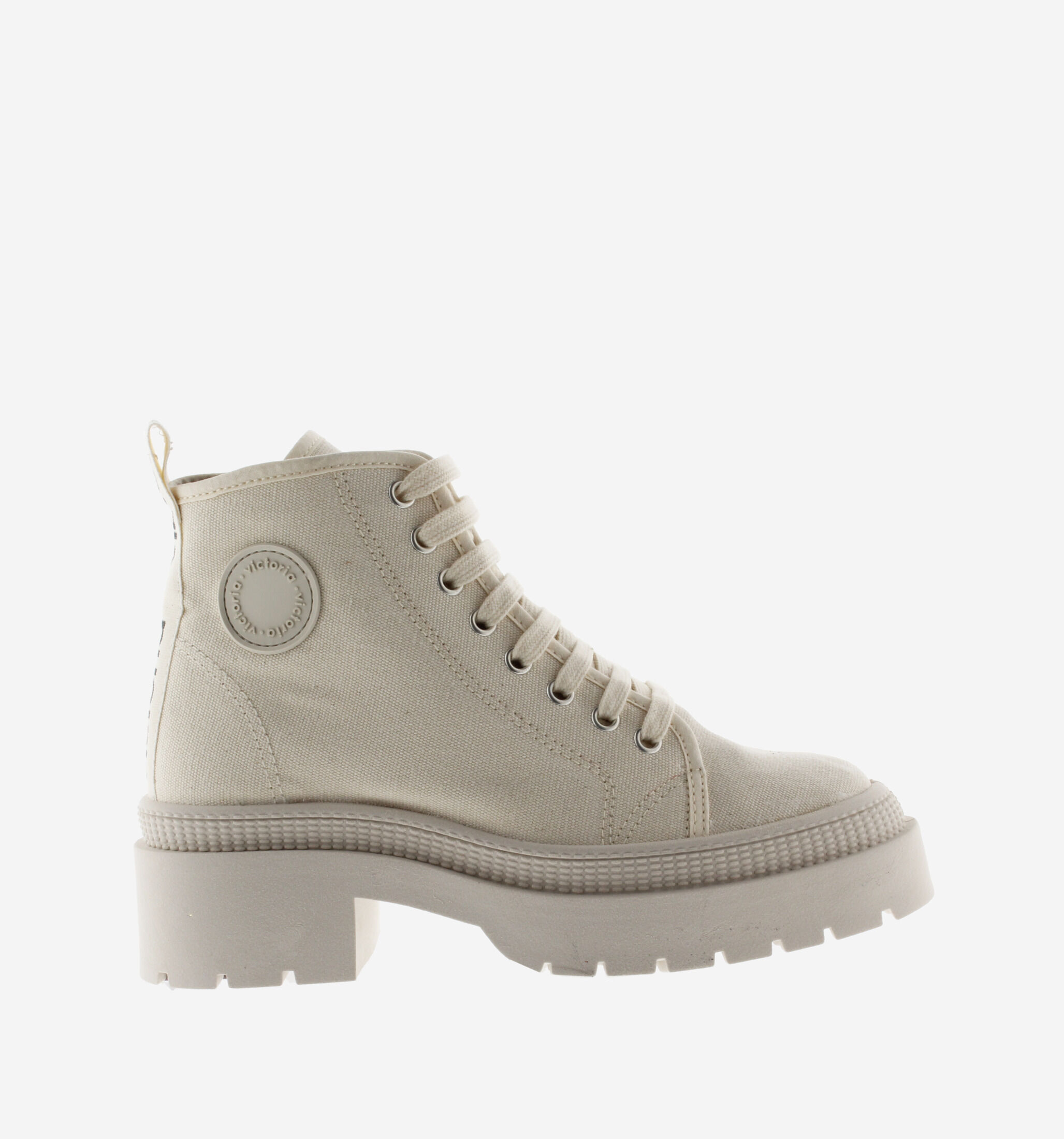 Pull&Bear canvas lace front heeled boots in beige | ASOS