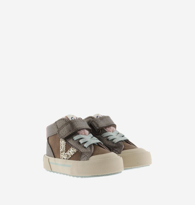 TRIBU KLETTVERSCHLUSS STIEFELETTE METALL & GLITZER & ELASTISCH