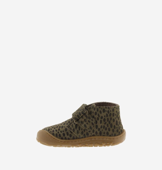 BOSCO BAREFOOT KLETTVERSCHLUSS STIEFELETTE VELOURSLEDER ANIMAL-PRINT