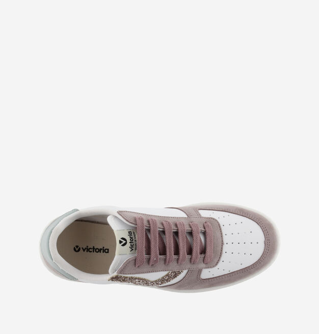 MADRID SPLIT LEATHER & GLITTER SNEAKERS