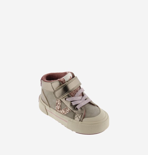 TRIBU KLETTVERSCHLUSS STIEFELETTE METALL & GLITZER & ELASTISCH