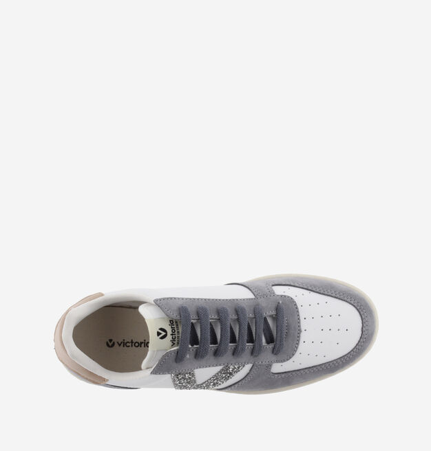 SIEMPRE SYNTHETIC SPLIT LEATHER/GLITTER TRAINER