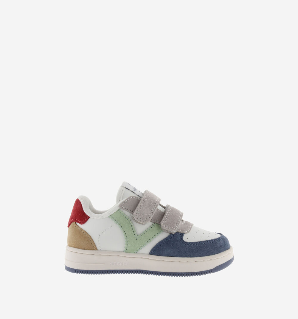 Victoria Unisex Tiempo Leather Effect Low Tennis & Multicolor Split Leather Pieces & Straps 1124116 for Kids ROSA 31