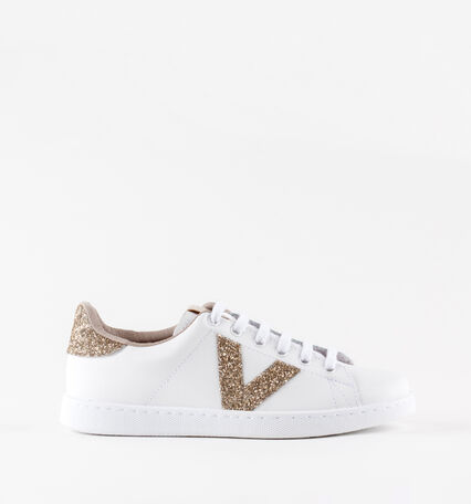 TENIS LEATHER & GLITTER "V"