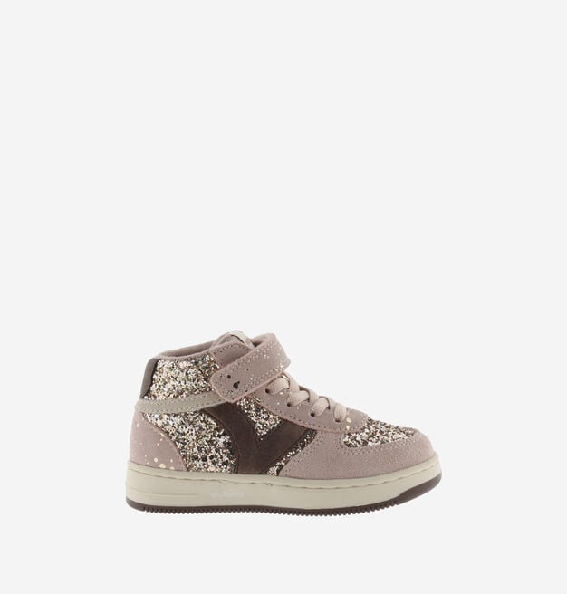 TIEMPO KLETTVERSCHLUSS STIEFELETTE GLITZER/VELOURSLEDER & ELASTISCH