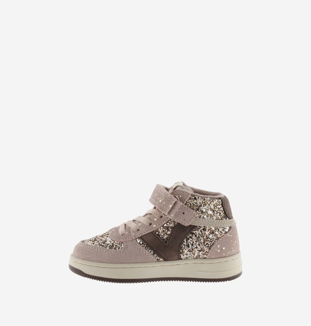 TIEMPO KLETTVERSCHLUSS STIEFELETTE GLITZER/VELOURSLEDER & ELASTISCH