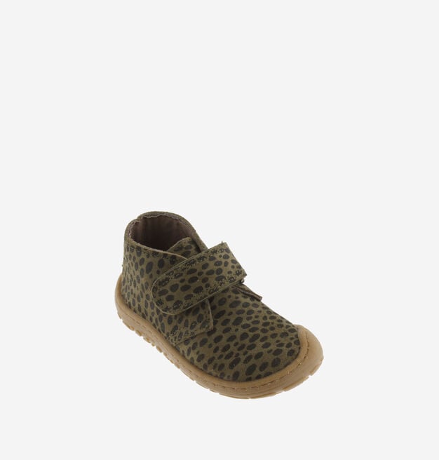 BOSCO BAREFOOT KLETTVERSCHLUSS STIEFELETTE VELOURSLEDER ANIMAL-PRINT
