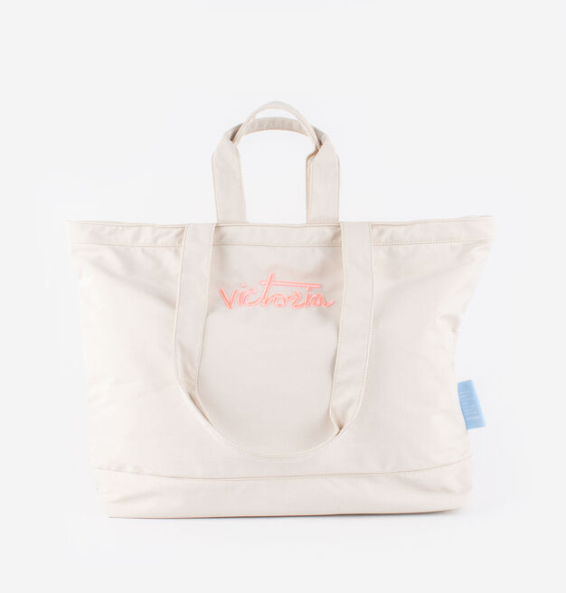EMBROIDERED NYLON SHOPPER