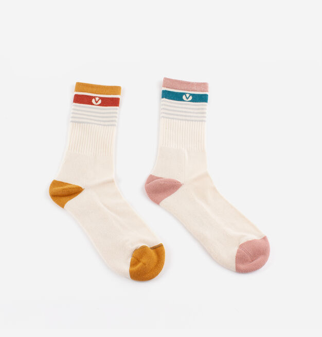 STRIPED COTTON LOGO LONG SOCKS