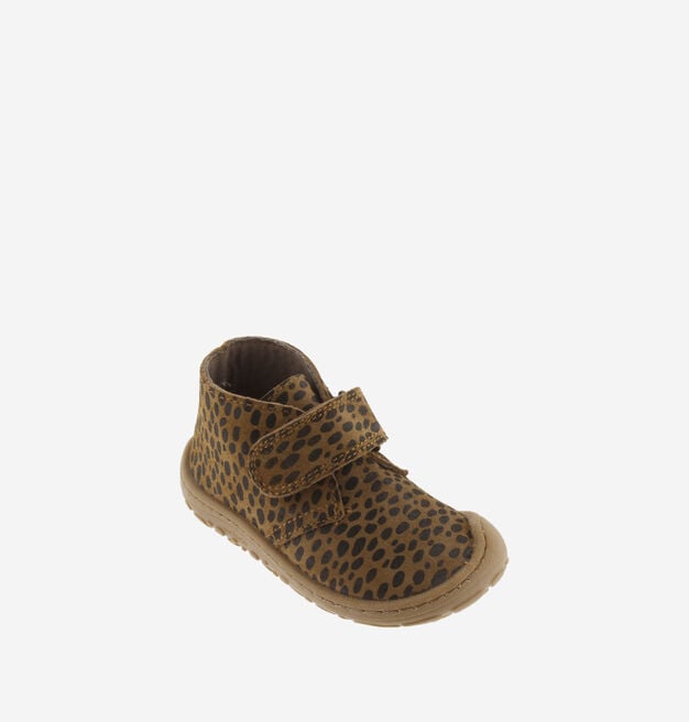 BOSCO BAREFOOT KLETTVERSCHLUSS STIEFELETTE VELOURSLEDER ANIMAL-PRINT