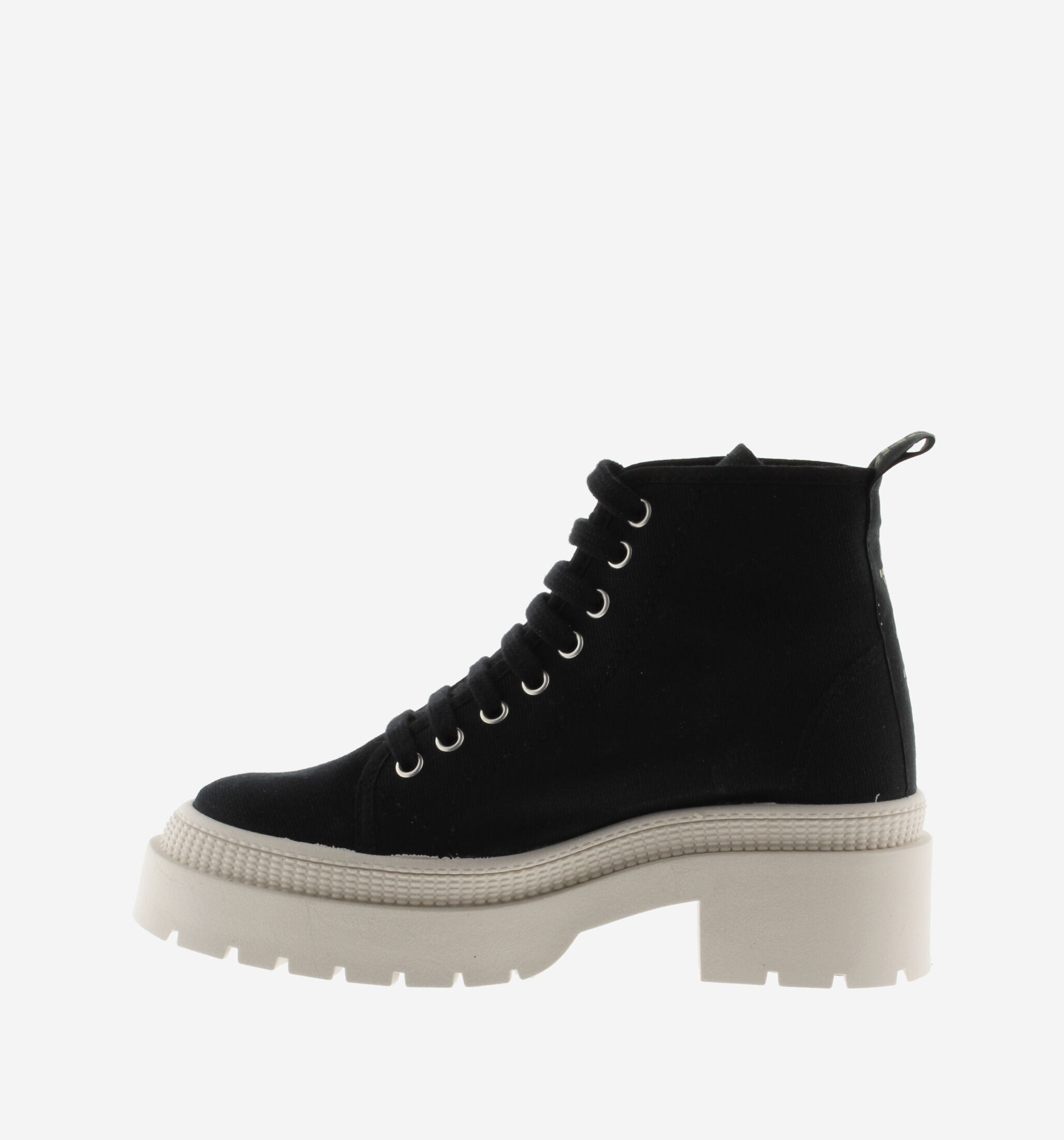 H&M Black Canvas Heels Boots, Women's Fashion, Footwear, Heels on Carousell