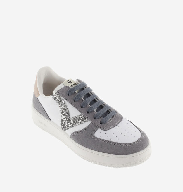 MADRID SPLIT LEATHER & GLITTER SNEAKERS