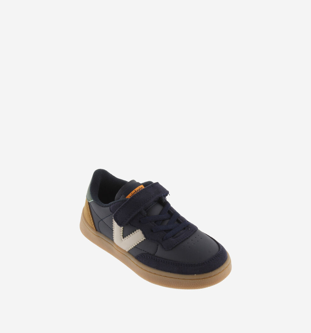 SCARPE DI TESSUTO BLU CON I LACCI FINTI E STRAPPO.ADIDAS