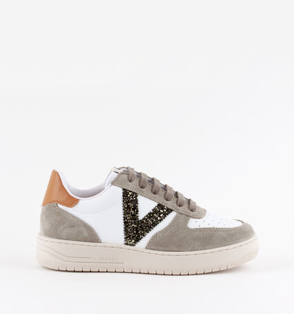 SIEMPRE SYNTHETIC SPLIT LEATHER/GLITTER TRAINER