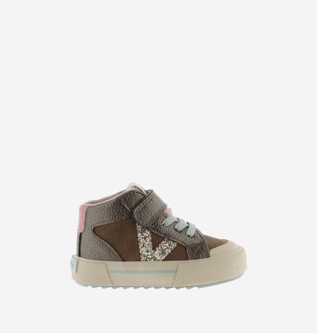 TRIBU KLETTVERSCHLUSS STIEFELETTE METALL & GLITZER & ELASTISCH