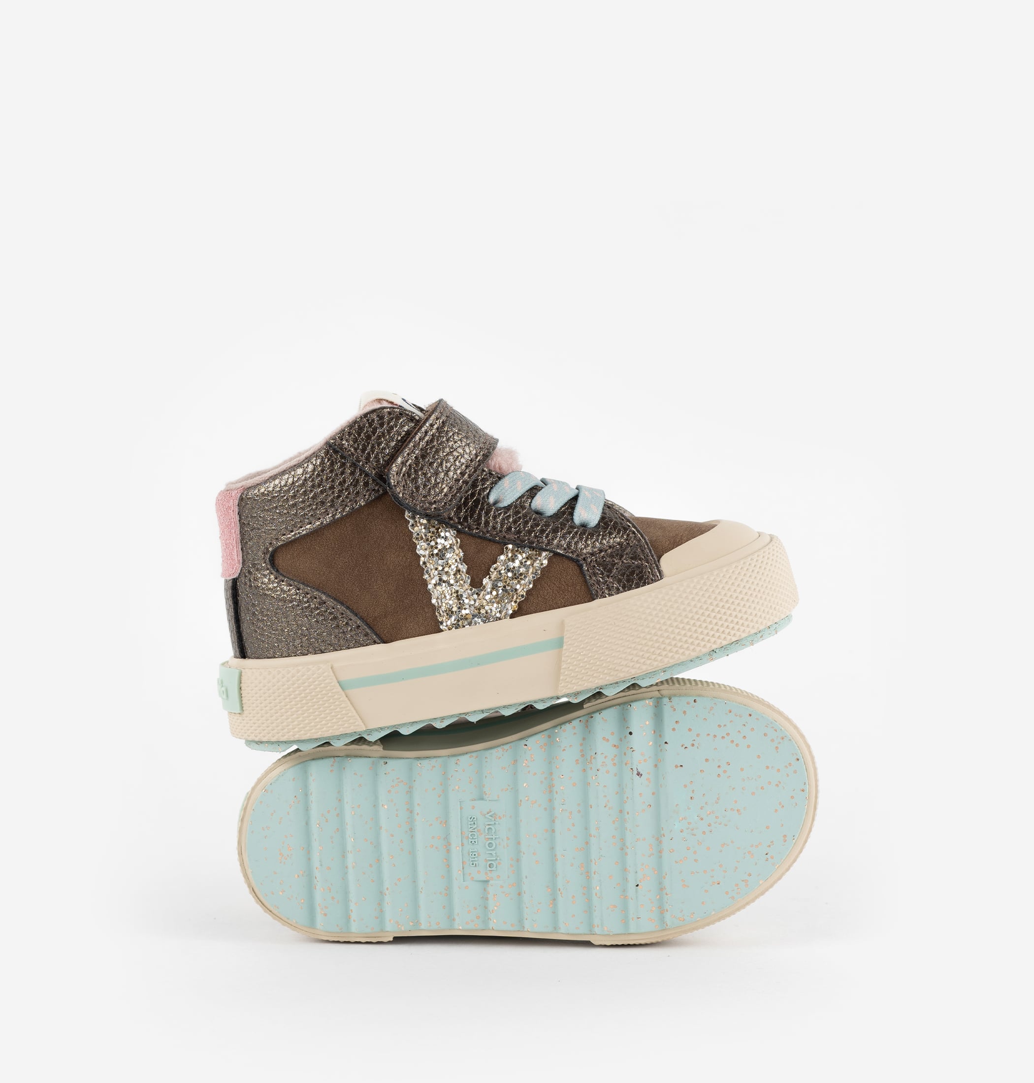 TRIBU KLETTVERSCHLUSS STIEFELETTE METALL & GLITZER & ELASTISCH