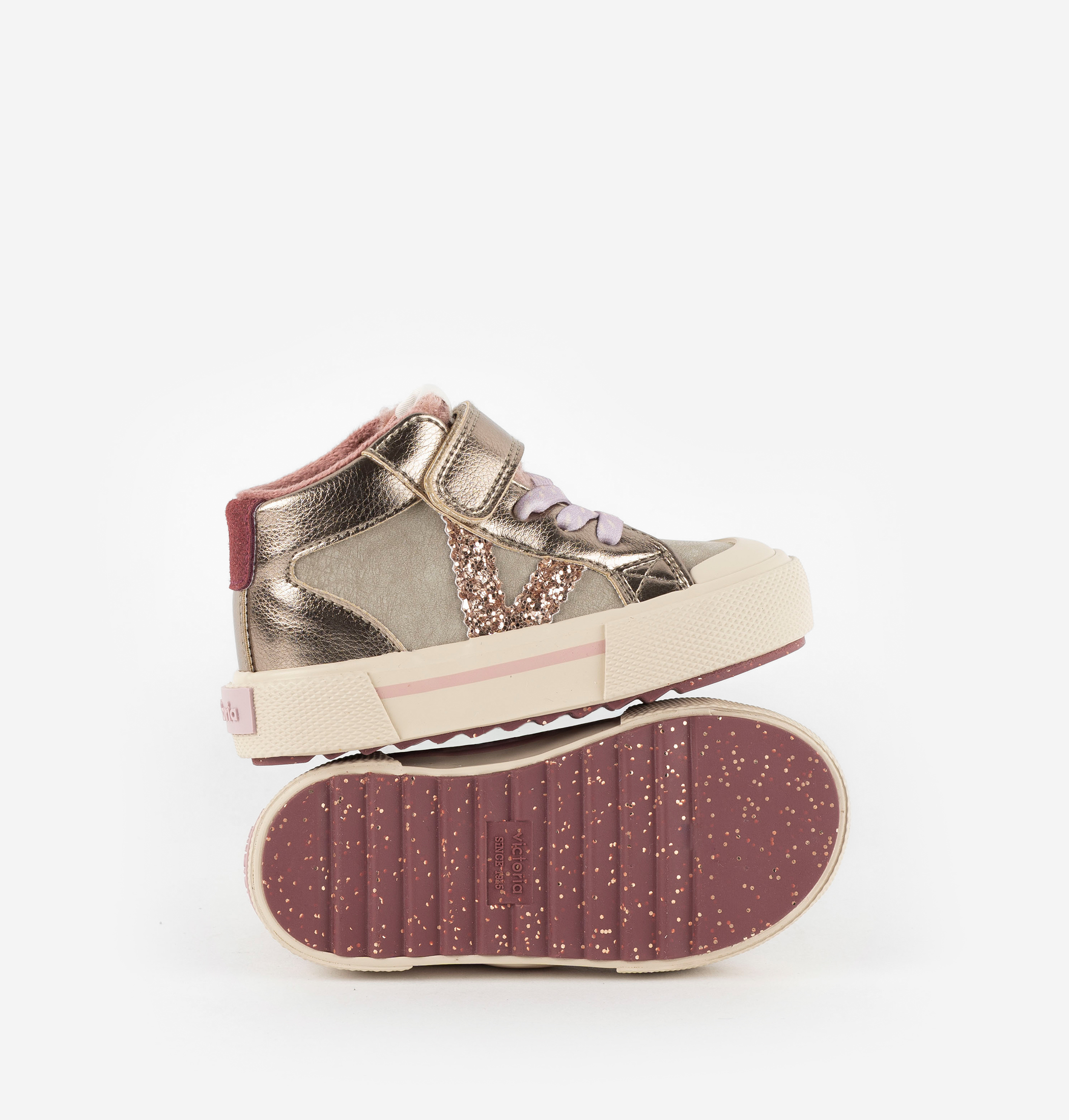 TRIBU KLETTVERSCHLUSS STIEFELETTE METALL & GLITZER & ELASTISCH