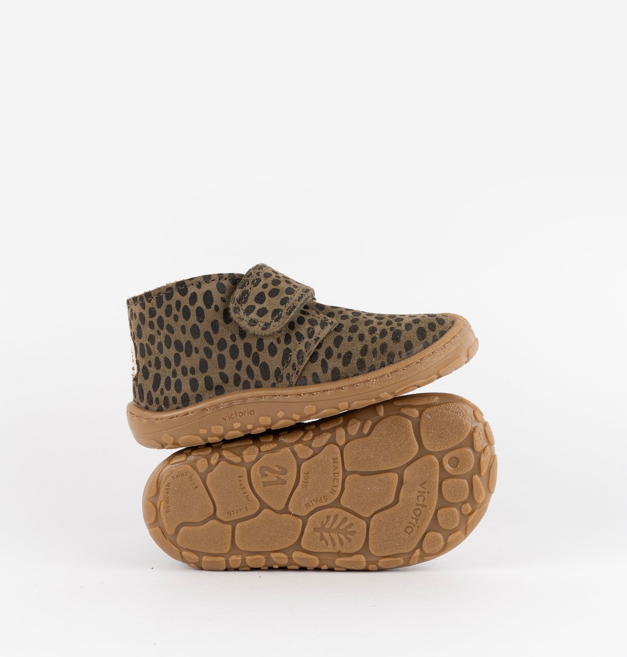 BOSCO BAREFOOT KLETTVERSCHLUSS STIEFELETTE VELOURSLEDER ANIMAL-PRINT