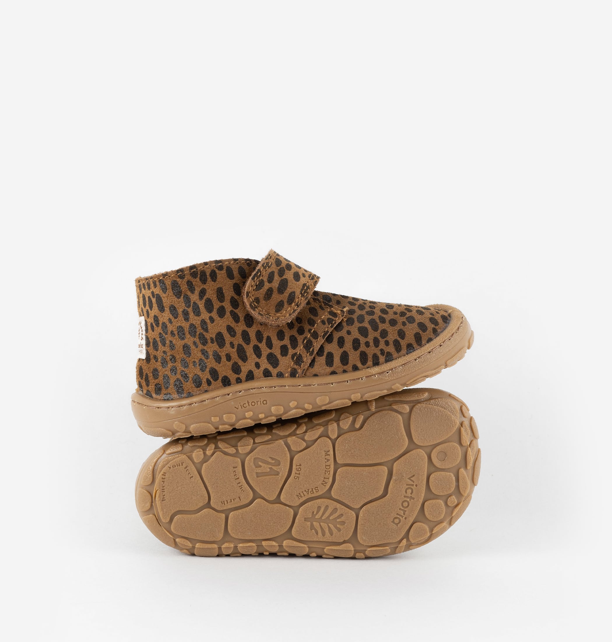 BOSCO BAREFOOT KLETTVERSCHLUSS STIEFELETTE VELOURSLEDER ANIMAL-PRINT